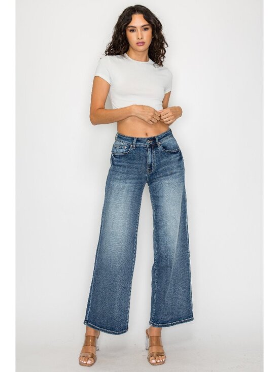Pants - High Waist Washed Wide Leg Jeans Women Vintage Blue Loose Denim Trousers